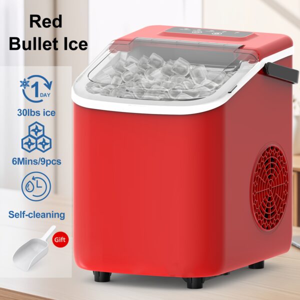 Commercial Ice Maker. It Can Produce 26 Pounds Of Ice Within 24 Hours And Make 9 Ice Cubes In 6 Minutes. It's A Portable Ice Maker with An Automatic Cleaning Function, Suitable for Home, Kitchen And Camping. Its Dimensions Are 11.77 * 11.24 * 8.90in, Ice Maker with Handle, Large Capacity Ice Making Machine, Self Cleaning Ice Machine, Counter Top Ice Maker Machine, Automatic Ice Maker, Camping Ice Equipment, Home Ice Machine, Countertop Appliance, Spacesaving Ice Machine,