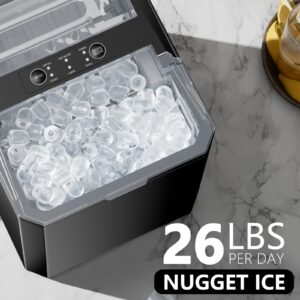 37f8d727-711c-4999-8fd4-6d2f66b86714.jpg Ice Maker Machine, Rapid Ice Making, 9 Bullet Cubes In 6 Minutes, High Capacity 26. 5 Lbs Daily, Self-Cleaning Feature, Includes Ice Basket And Scoop, Perfect for Home, Kitchen, Parties, Camping, And RV Use, Compact