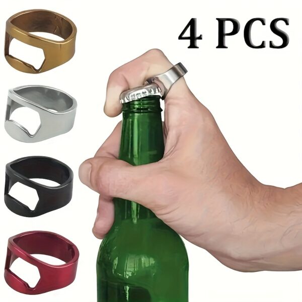 4pcs Unique Metal Creative Ring Bottle Openers - Effortless Bar & Home Party Essentials - Perfect for Christmas, Easter, Halloween, Thanksgiving, Valentines Day Celebrations