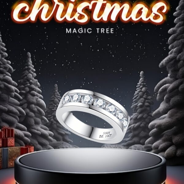 1pc S925 Silveryy Set 2.1 carat Moissanite ring Fashion High Quality Elegant Luxury Simple ring Men'S and Women'S matching ring The ideal choice for gift Holiday gift Christmas gift Halloween gift Black Friday carnival