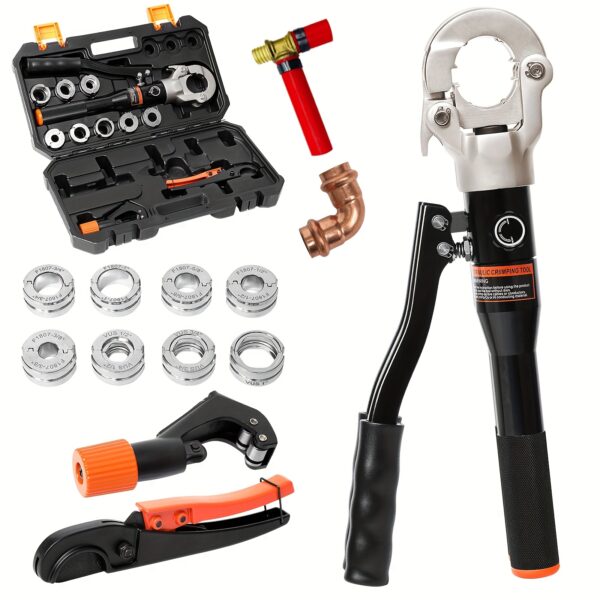 3858ba0d-bad4-4b0d-8b41-985c8692a4ad.jpg IGeelee Copper Press Tool Pipe Crimping Crimper For 1/2", 3/4", 1" For Copper Fittings And 3/8", 1/2", 5/8", 3/4", 1" Dies For ASTM F1807 Pex Pipe Copper Rings Propres Tool