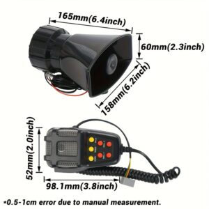 [2V Durable Car Alarm] 2V Durable Car Alarm with Microphone - ABS Material, Matte Finish, Universal for Cars, Trucks, and Boats, Emergency Alarm Horn | Loud Motorcycle Alarm, Vehicle and Truck Alert Speaker