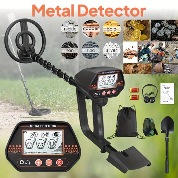 1 Professional Metal Detector Search Coil 3-mode Golden Detector, Advanced DSP And High-precision System, Underground Metal Detection with LED Display Headphones And Shovel Suitable for Underground Beach/Golden Treasure Hunting