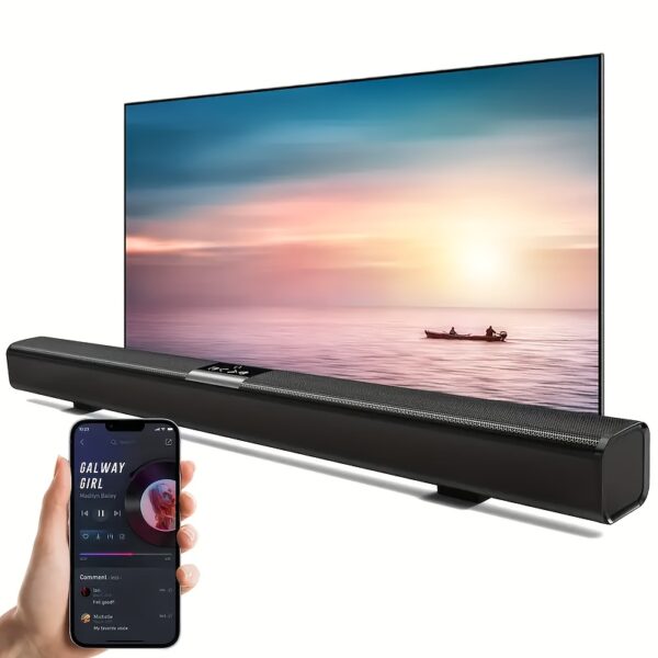 JYX Long Soundbar Speaker - Extra Long Home Theater System with Wireless, USB/PD/TF Card input, USB-C Fast Charging, USB-Powered Streaming Audio for TV, Music, Gaming - Compatible with Smartphones, Tablets, Laptops - Modern Black Design for Living Room, Bedroom, Home Cinema - Ideal for Music Lovers & Movie Buffs - Wall/Desk Mountable - Compatible with Smart Speakers & Sound Systems, Big Speakers For Sound System