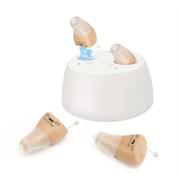 39b6ff72-79da-49c7-addc-9f6b8381d681.jpg 1 Pair CHOSGO Rechargeable CIC Hearing Aids for Seniors & Adults - Invisible In-Ear Devices with Noise Reduction, - Charging Case, Volume Control, Comfort Fit, Mild/Moderate Hearing (-Grade), Hearing Devices