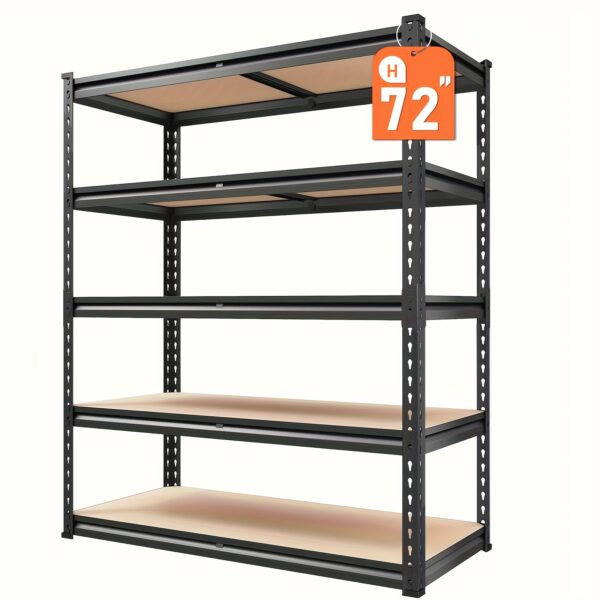 3a7d6583-291d-4eb1-9038-a0f0f67af105.jpg Heavy Duty Garage Shelving Unit - Extra Tall 72-Inch Heavy Duty Steel Storage Rack, 5-Tier Industrial Shelving for Garage, Workshop, Kitchen, Pantry - Space-Saving Heavy Duty Shelves with Easy No-Tools Assembly, Sturdy Base - Ideal for Organizing Tools, Snacks, Cleaning Supplies, Books - Ideal for Home, Warehouse, Garage Organization, Garage Storage Shelves, Utility Shelves