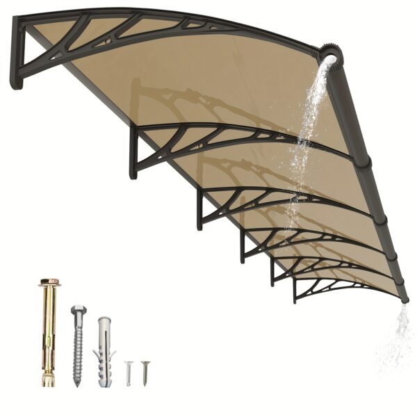 3b12e691-ec11-4798-869d-9d4e12affecc.jpg Large Heavy-Duty Solid Polycarbonate Awning with ABS Brackets & Aluminum Frame - All-Weather Outdoor Overhang Canopy for Doorways, Balcony, Patio, Garage - Easy Installation with Screws Included, Snow & Rain Protection, Energy-Efficient Design, Ideal for EV Chargers & AC Units (Durable Plastic/Aluminum Construction), Patio Cover, Balcony Shade, Sleek Design, Modern Shelter, Sturdy Construction, Weatherproof Material, Doorway Cover, Garden Shade Outdoor 2, Garden Shade For Tree, Window