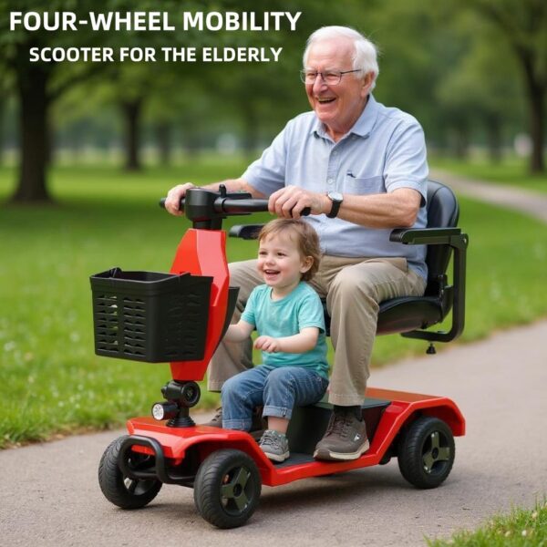 3bb4587f-e3f7-4837-9403-3b5e8eb2ac29.jpg Heavy-Duty Four-Wheel Mobility Scooter for Elderly & Adults - 250W Motor, 15-Mile Range, 9" All-Terrain Solid Tires, 270 lbs Capacity, Foldable Lightweight Design with Appetizer Blue, Dual-Power Battery/AC Charging & US Plug - Ideal for Indoor/Outdoor Use, Trunk Storage, Durable Construction, Longrange Vehicle, Outdoor Transport, Compact Design, Sturdy Frame, Reinforced Tires, Senior Transportation, Adult Mobility Aid