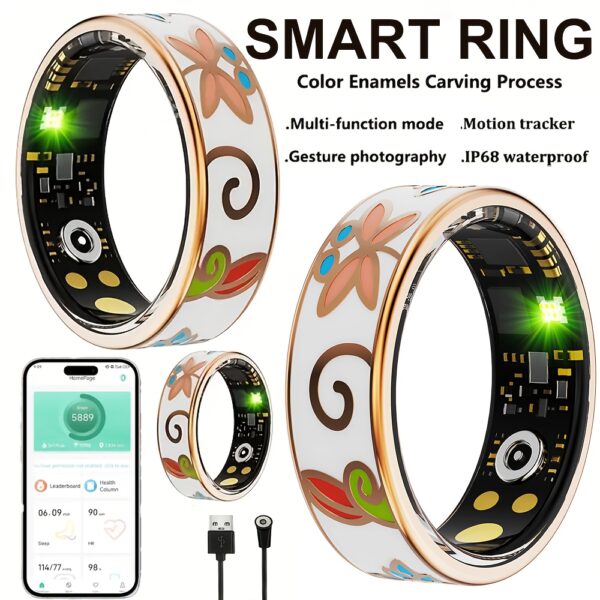 Women'S Smart Ring - Fitness Ring& Sleep Tracker with Step/Distance/Calorie Monitoring, Exercise Monitor, Remote Photography. Magnetic Charging, IP68 Waterproof, Fashionable Engraving Design, High Quality, Compatible with Ios/Android. Fitness Tracking Accessory, Light Luxury & Elegant Everyday Accessory, The Perfect Daily Wear, Ideal Gift for MomGirlfriend & Healthconscious Users, Birthday Gift, Best Value