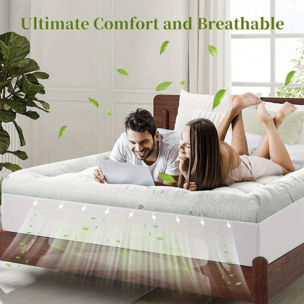 Cooling Mattress Pad Bamboo Mattress Topper, Extra Thick Pillow Top Mattress Pad, Down Alternative Mattress Cover, 8-21" Deep Pocket, Cooling Mattress Topper Extra Thick Bamboo Queen, Full Size Mattress, Floor Mattress For Sleeping, Extra Thick Mattress Topper, Floor Mattress  Foldable Mattress, Thick Mattress Topper, King Size Mattress, Futon Mattress, Cooling Sleep Solution, Temperature Regulation Bedding, Down Alternative Cover, Deep Pocket Mattress Pad,