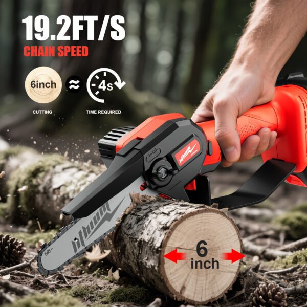 Upgraded Mini Chainsaw-Cordless Electric Chainsaw-Pole Saw with Fast-Charging Lithium Battery, Compact&Portable Chainsaw with Safety Guard, Lightweight Chainsaw for Tree Branches, Tree Trimming, Garden, Household, Firewood Cutting-Ideal Gift for Men.