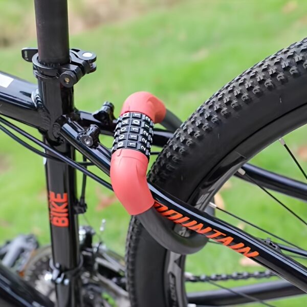 5-Bit Heavy-Duty Steel Cable Bike Lock with Mechanical Knob - Compact U-Shaped Anti-Theft Ratchet for Electric Bikes, Motorcycles, Scooters (Polished Finish, Mixed Colors), Durable & Portable Security System