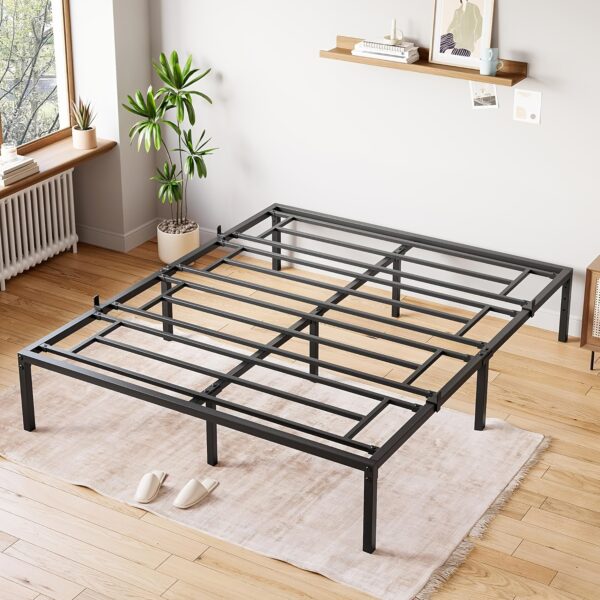 14 Inch Twin/Full/Queen Size Metal Platform Bed Frame Heavy Duty With Non Slip Mattress Gaskets, Metal Slats Support, No Box Spring Needed, Easy To Assemble, Mattress Holder For Dorms Apartments, Black