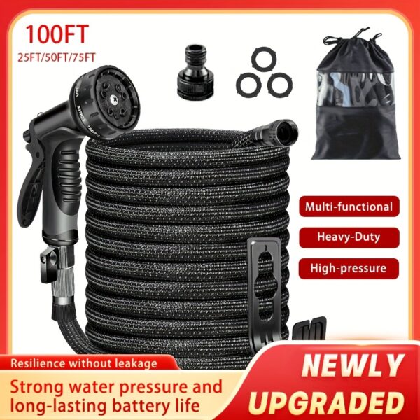 3e148936-1f2c-4259-8ad8-35b577a940a4.jpg 100/75/50/25-foot Heavy-duty Garden Water Pipe, Non-extendable, 3/4-inch Solid Threaded Connector, Leak-proof Design, Durable Rubber Material, American Standard Thread - Suitable for Gardening, Cleaning, Forestry