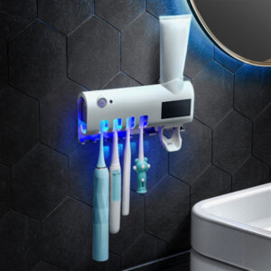 Space-Saving Smart Toothbrush Holder & Automatic Toothpaste Dispenser - USB Rechargeable Wall-Mounted with 9 Card Slots, Durable Plastic Bathroom Organizer for Family Bathrooms, Toothbrush Holder Wall Mounted, Sleek Design, Sturdy Construction, Organized Households, Compact Storage, Longlasting Material, Home Organization