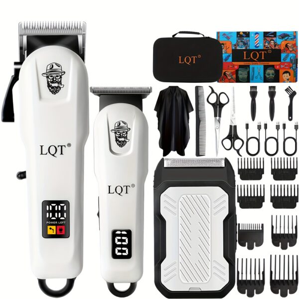 LQT 2/3pcs Electric Hairdressing Set/Men's Professional beauty and hairdressing Set/Holiday Gift Box/Suitable for families and barber shops/Digital display/LCD display screen/USB charging/ the perfect holiday gift for Father's Day and Valentine's Day