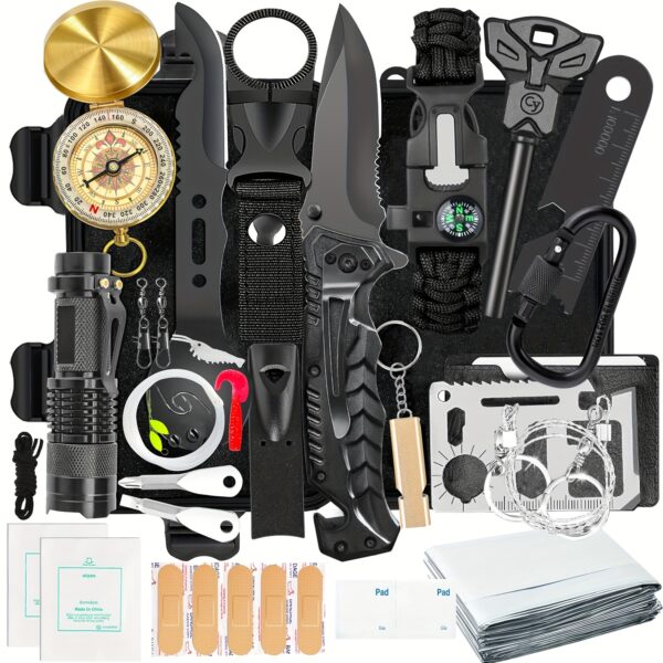 38pcs Ultimate Emergency Survival Kit - All-in-One Portable First Aid, Fire Starter, And Essential Tools For Camping, Hiking, Earthquakes, And Outdoor Adventures - Perfect Gift For Men On Christmas, Birthdays, Or Holidays8