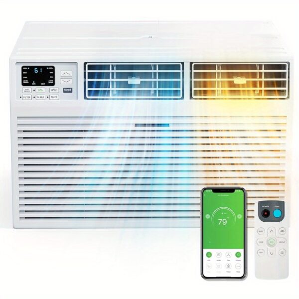 4146394fc7bd4a93bb263d84b09dd7f8-goods.jpeg 8000 BTU Window Air Conditioner with Heat, Window AC Unit & Heater Combo with APP & Voice Smart Control, Timer Function & Easy Installation Kit, White