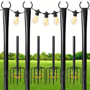 10ft Metal Patio String Lights Pole - Outdoor Hanging Pole for Garden, Backyard, Patio, Parties, Christmas & Wedding Decor | Durable Metal Construction, No Electricity Needed, Easy Installation, Outdoor Lighting | Modern Outdoor Decor | Durable Metal Pole, Outdoor String Lights