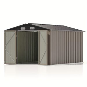 GUNJI 8 X 12 FT Outdoor Storage Shed, Large Metal Garden Shed With Lockable Waterproof Door, Garbage Cans, Pool Supplies, Tool Sheds For Backyard Garden Patio Lawn