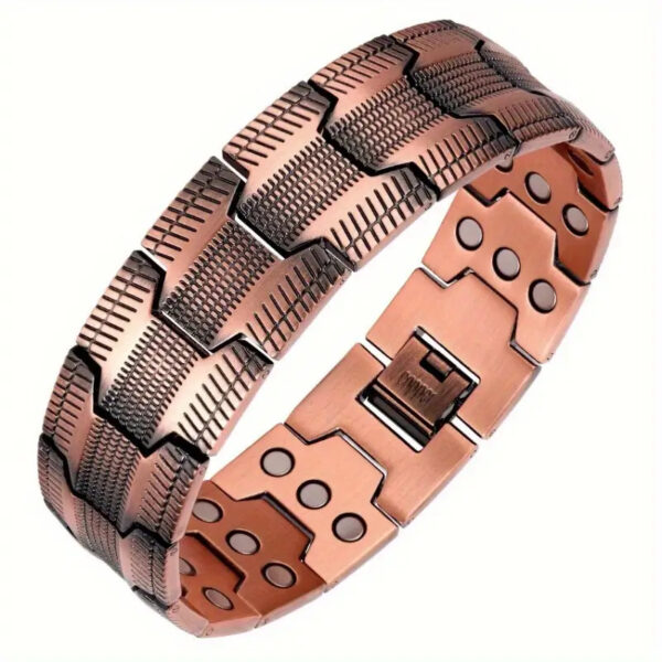1pc Men'S Magnetic Bracelet with 3 Rows of Neodymium Magnets - Adjustable Length, Ultra-Strong Magnetic Jewelry, Pure Copper Construction, Magnetic Bracelet for Everyday & Formal Wear - Ideal Christmas Gift for Men, Magnetic Jewelry, Sleek Metallic Finish, Durable Metal Band, Stylish Accessory, Highquality Magnets, Professional Men