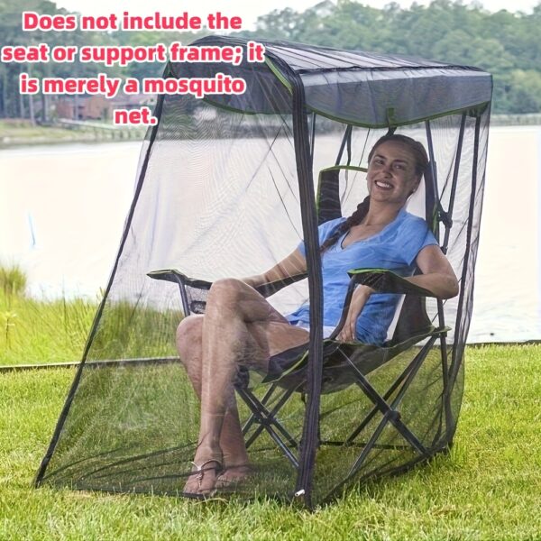1 Set Mosquito Net, Suitable for Sun Lounger, Summer Insect Protection Mesh, Black Chair Mosquito Net with Zipper Opening, Size 130*70*128cm, Ideal for Outdoor Fishing and Camping Use (Chair Not Included)