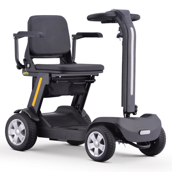 Foldable Mobility Scooter for Adults & Senior, 4 Wheels Powered Device for Travel, Lightweight and Portable, with LED Strip Light, Storage Bag, Charger Included, No Assemble Required