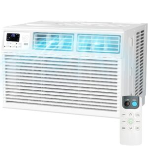 Window Air Conditioner, 12000 BTU/10000 BTU/5000 BTU, Cools Up To 450 Sq.Ft. /250 Sq.Ft, 6 Modes, 24H Timer, Remote Control, Full Window View Low Noise Quiet Operation, Adjustable Louvers, White | Space-Saving Design, U-shaped, Local Warehouse