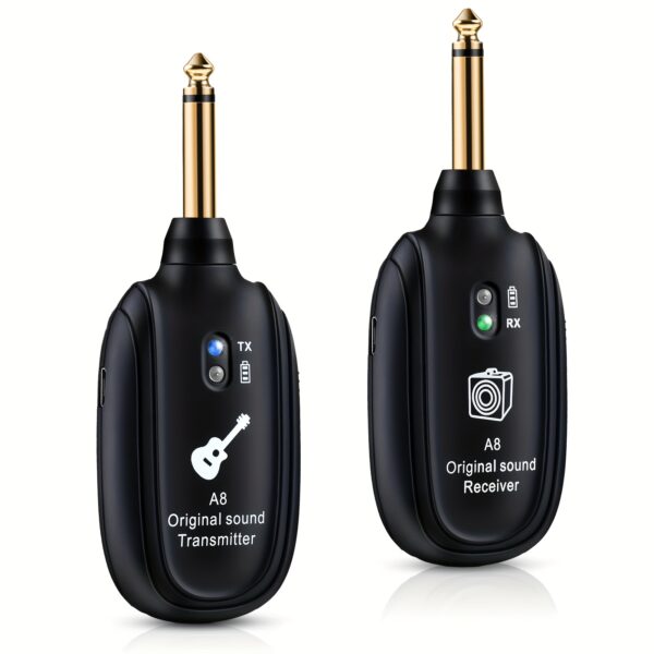 A8 Wireless Guitar System Built-in Rechargeable Transmitter & Receiver, Stereo Audio, Hand Control, USB Charging For Electric Guitar, Bass, Violin - Compatible With Amplifiers, Wireless Guitar Transmitter