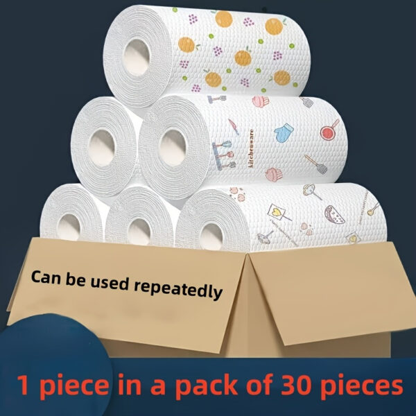 30pcs/Roll of Multi-Purpose Kitchen Towels - Washable, Reusable, Oil-Free, Non-Stick Grease Removal, Ideal for Kitchen, Bathroom, Bedroom - Versatile Household Cleaning Cloths, Kitchen Towels