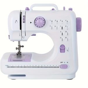 Mini Pro Sewing Machine - 12 Built-in Stitches, 2-Speed, Foot Pedal, LED Light, Storage Drawer -Button Sewing, And Accessories - 100V-130V, US Plug, Light Purple, Perfect For Home, School, Daily Sewing, Ideal For Beginners And Small Projects
