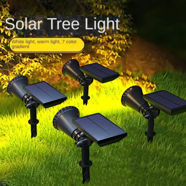 Two Sets Of Solar Landscape Lights, Outdoor LED Spotlights, 18 LED Three-level Dimming +IP44 Waterproof, Intelligent Light Control Automatic Night Lighting, Suitable For Courtyard, Lawn, Flower Bed And Billboard Lighting, Landscape Trees