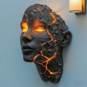 Halloween Decoration Fashionable Cracked Soul Wall Light, Stylish 3D Illusion LED Wall Light, Shattered Glass Effect Sconce for Bedroom, Living Room, Bar, Cafe- & Easy to Install, Bar Lighting, Cafe Ambiance, Modern Lighting, Fantasy Theme, LED Lighting, Durable Plastic, Decorative Sconce, Ambient Light, Bar Owners, Cafe Operators, No Batter Required, Accommodating Sculpture for Lighting, Wireless Decor Wall Lights, Large LED Lights Wall Decor Funny for Bedroom Living Room Normstudio