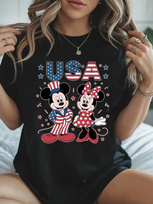 487675ac-8126-4aea-9b5a-2cc2cc6ca77d.jpg Women'S Disney Mickey And Minnie Printed T-Shirts, Disney Cute Cartoon Pattern T-Shirts, Spring And Summer 100% Machine Washable Round Neck Mother'S Day Gift Clothing