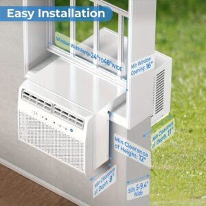 Window Air Conditioners, U-Shaped Air Condtioner Unit Cools Up to 550 Sq. Ft, 6 Modes 24H Timer Energy-saving Window AC Units, Full Window View, Easy to Install, White