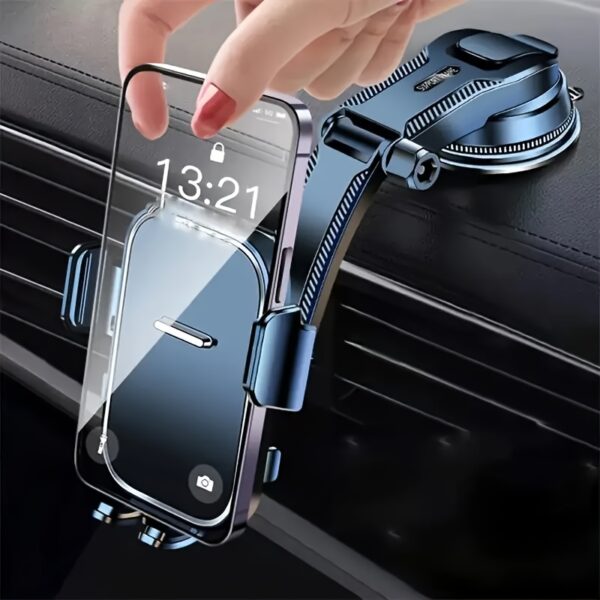 1pc Upgraded Adjustable Car Phone Holder with Strong Suction Cup Mount - Dashboard & Air Vent Compatible, Horizontal/Vertical Adjustment, Compatible with All Smartphones - Car Navigation Bracket for Hands-Free Driving Safety, Handsfree Driving, Sleek Design, Secure Grip, Rideshare Drivers