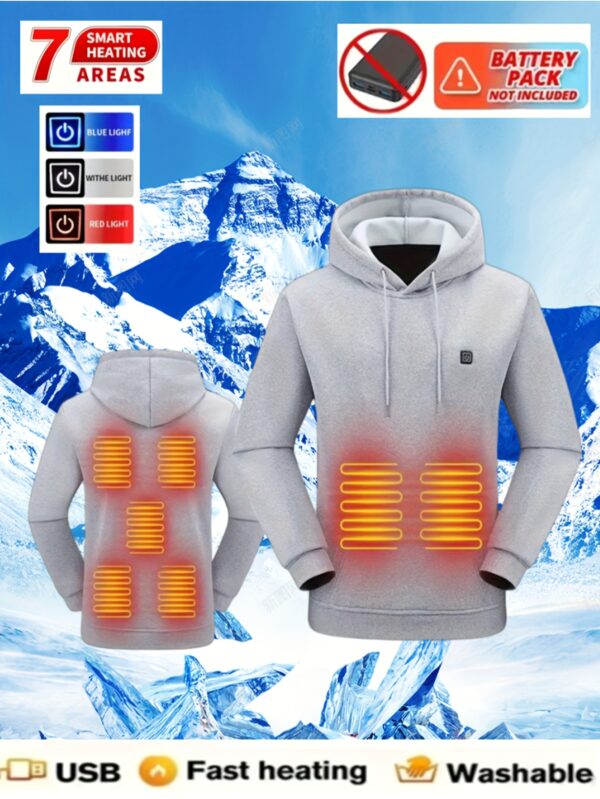 Unisex Smart Heating Casual Hoodie with 7-Angle Adjustable Temperature, Polyester, 180°C Fast Heating, 100°C Cool, 40°C Overnight, 20°C in 4 Hours, Lightweight 180g, Fall/Winter Essential, Essential Hoodie