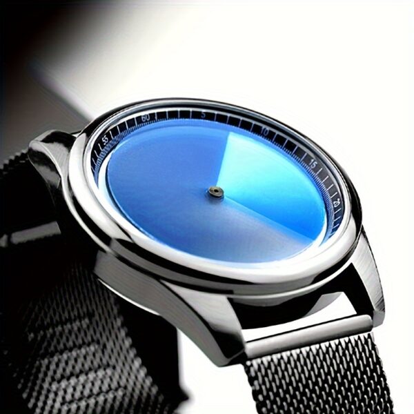 Modern Minimalist Quartz Watch for Men & Women - Large Round Blue Dial with Black Hands, Unisex Square-Fit Design, Quartz Movement, Battery-Powered (CR2030) - Stylish Everyday & Special Occasion Watch, Valentine'S Day/Christmas/Mardi Gras Gift, Durable Casual Watch for Men & Women, Fashionable Avant-Garde Style, Unique and Stylish Look, Perfect for Casual Attire, Non-Waterproof, Zinc Alloy Case, Button Battery Operated, Ideal for Friends or Loved Ones