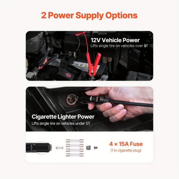 Happybuy 5-Ton/11000 Lbs Powered Vehicle Lift, Automated Scissor Lift with Built-In Air Pump, 12V Izable Tire Changing Tool with Safety Hammer & LED Light, Compact Set for Sedan, SUV And Truck