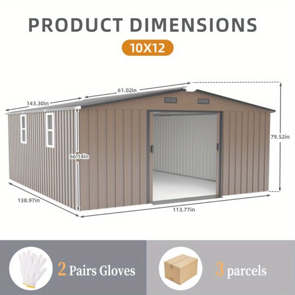 138X113X80 Inch Metal Storage Shed, Garden Shed with Lockable Doors And Windows, Suitable for Garden, Backyard Storage, Garage Or Commercial Use, Lawn Terrace Shed, Father Husband Labor Day Gift, Courtyard Large Space DIY Storage Shed