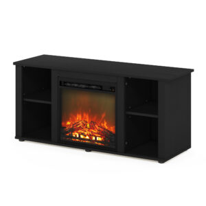 Entertainment Center TV Stand with Fireplace for TV up to 55 Inch, Modern Study Table, Home Office Desk, Small Space Writing Table, Storage Shelves