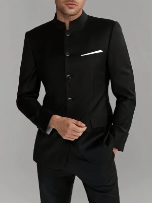 Men'S 2pcs Suit Set in Black, Featuring a Jacket And Formal Pants, Suitable for Weddings, Business Events, And Proms