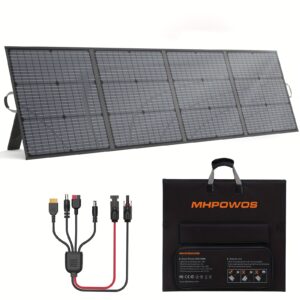 MHPOWOS 220W Portable Solar Panel for Power Stations, High-Efficiency 40V Foldable Design with 4 Kickstands & Solar Cable, 23.5% Efficiency, Ideal for Camping, RVs, and Outdoor Power Systems - Black