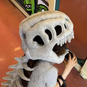 Adult Realistic Dinosaur Skeleton Costume Set with Skull Headpiece & Spine Backbone - Full Set with Tail - Grey/White Bone Structure - Halloween Costume for Cosplay, Themed Parties, Dino Events - Easy Assembly & Comfortable Wear - Funky & Unique Design for Adults - Includes Spine & Headpiece - No Feathers - Perfect for Halloween & Cosplay Events - Detailed Dinosaur Skeleton Outfit