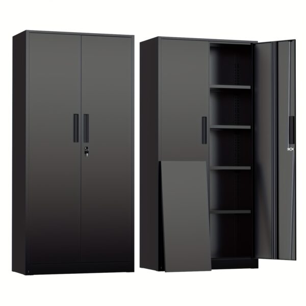 Metal Storage Cabinet, 36"/71"H Garage Storage Cabinet with Locking Doors And 4 Shelves for Home Office, Garage, Classroom, Pantry, Lab