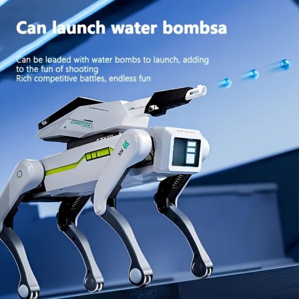 Upgraded Smart Remote-controlled Toy Dog With A Water Bullet Turret. It Supports AI Voice Control, Connects To Mobile Phones, And Allows Programming & Voice Commands An Ideal Festival Gift.