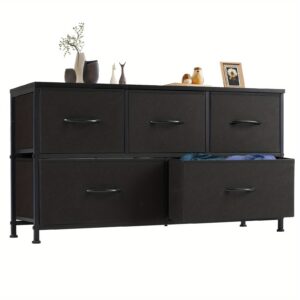 52aedd7a-84a5-494e-b82c-249358cf84bb.jpg Storage Cabinet with 5 Drawers: Fabric Closet Organizer, Metal Frame And Wood Tabletop, Ideal Chest Storage And Storage Cabinet for Lab, Living Room And Bed Room, Available In Brown, Black, Gray And White Color for lab