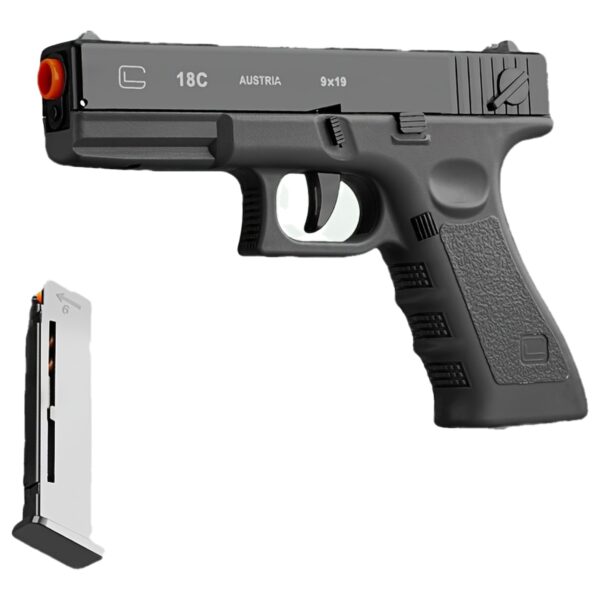 2025- New High-End Black Toy Handgun with Ejection Function And 20 Bullets, 1 Magazine And 6 Shells, Shooting Game And Outdoor Sports, Perfect Gift for Teenagers
