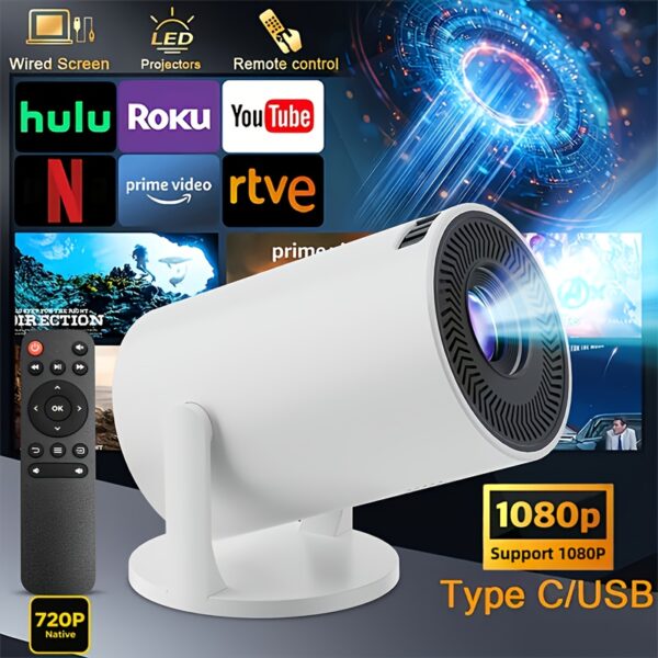 HD Projector with Electric Keystone, 1080P Support, Compatible with Mini Phone, 720P Native, Smartphones, Tablets, Laptops, TV Sticks And USB Drives, Desktop Mount, 180° Adjustable Lens, Portable for Office Presentations | Home Theater, Fits TV Stick|Phone|Tablet|PC|Holiday Gifts, Mini Projector for Phone, Portable Projector for Phone, Business Meetings, Movie Nights, Compact Design, Modern Projection, Durable Construction, Highdefinition Display, Smart Device Compatible,