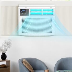 12000 BTU Window Air Conditioner, Remote Control & Timer, Cools Large Rooms up to 450 Sq. Ft., Quiet Operation, 3 Cooling Modes, Washable Filter, Easy Install Window AC Unit